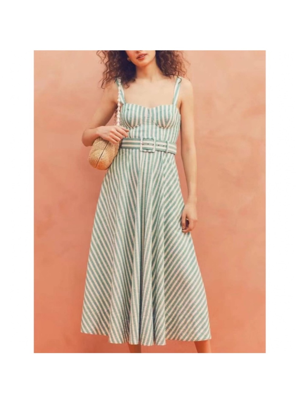 Cara Cara Calypso Midi Dress in Ivory Green - Picture 2 of 12